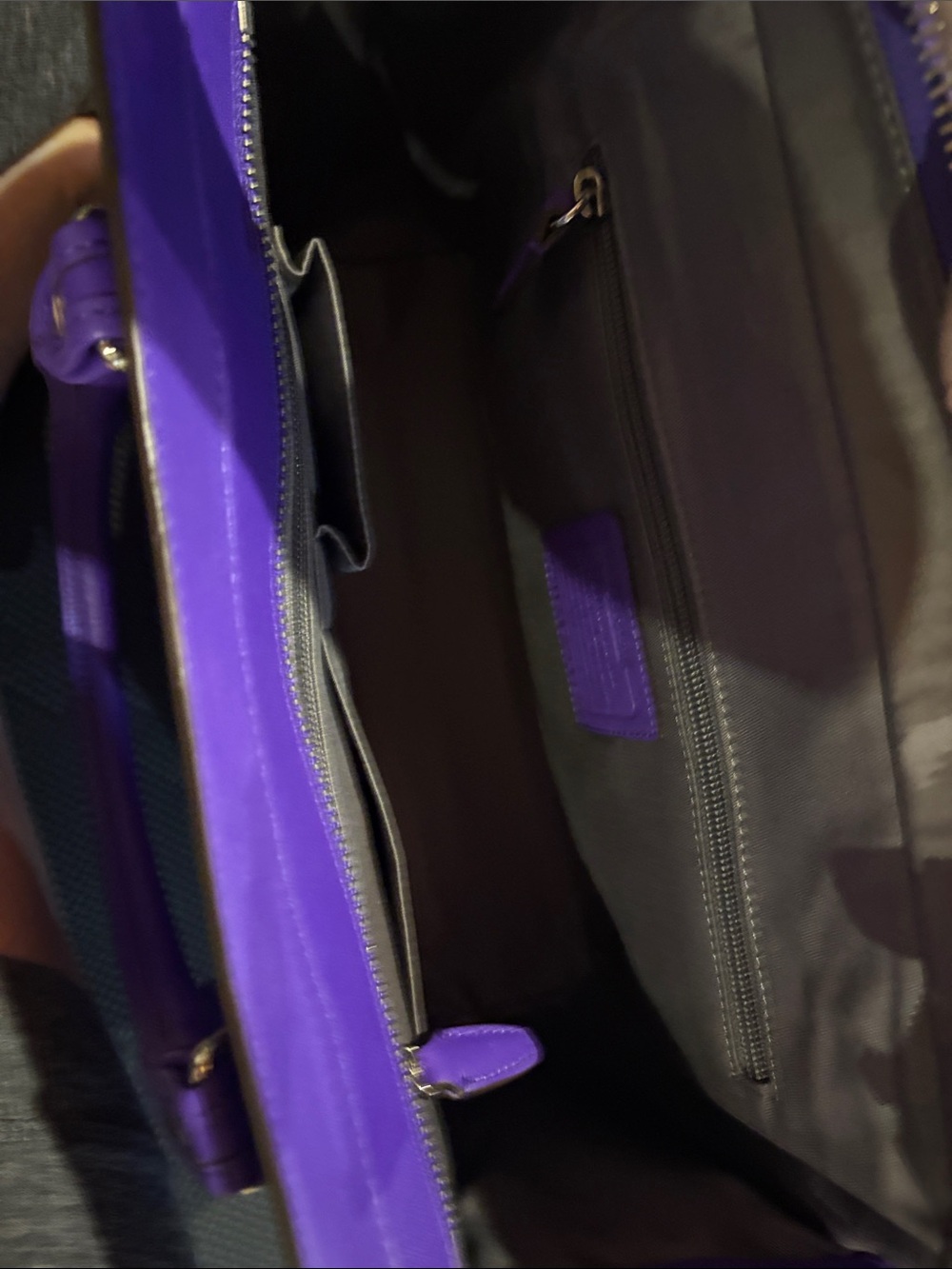 Coach Bold Purple Leather Tote - Picture 5 of 7